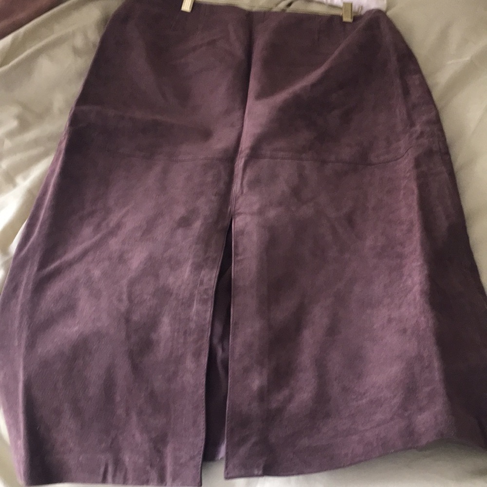 Suede full length pencil skirt